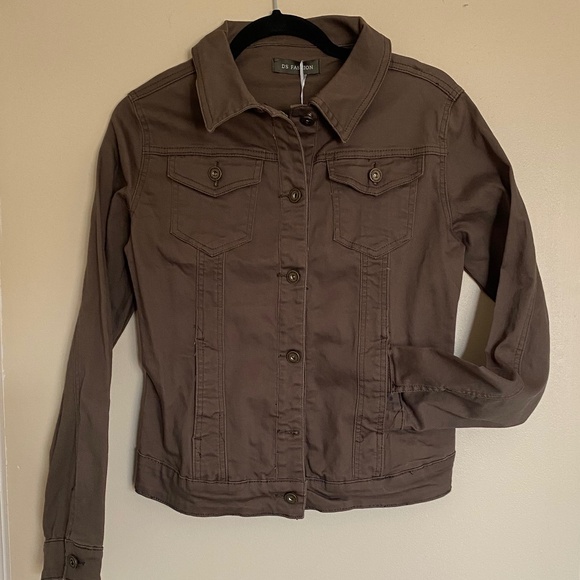 NWT, Olive Grey Denim Jacket, Size M - Picture 1 of 9